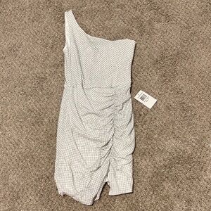 B Darlin White Textured One-Shoulder Dress